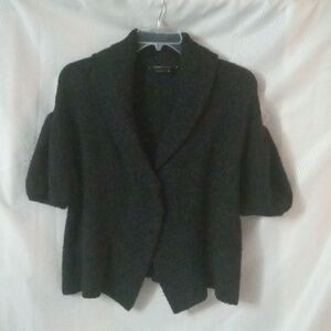 BCBG MAXAZRIA Cowl Collar Short Sleeve  Cardigan Sz XS/S Black Pre-owned